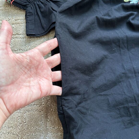 Free People Off-The-Shoulder Embroidered Dress Women's S Black Boho Festival - Picture 7 of 13